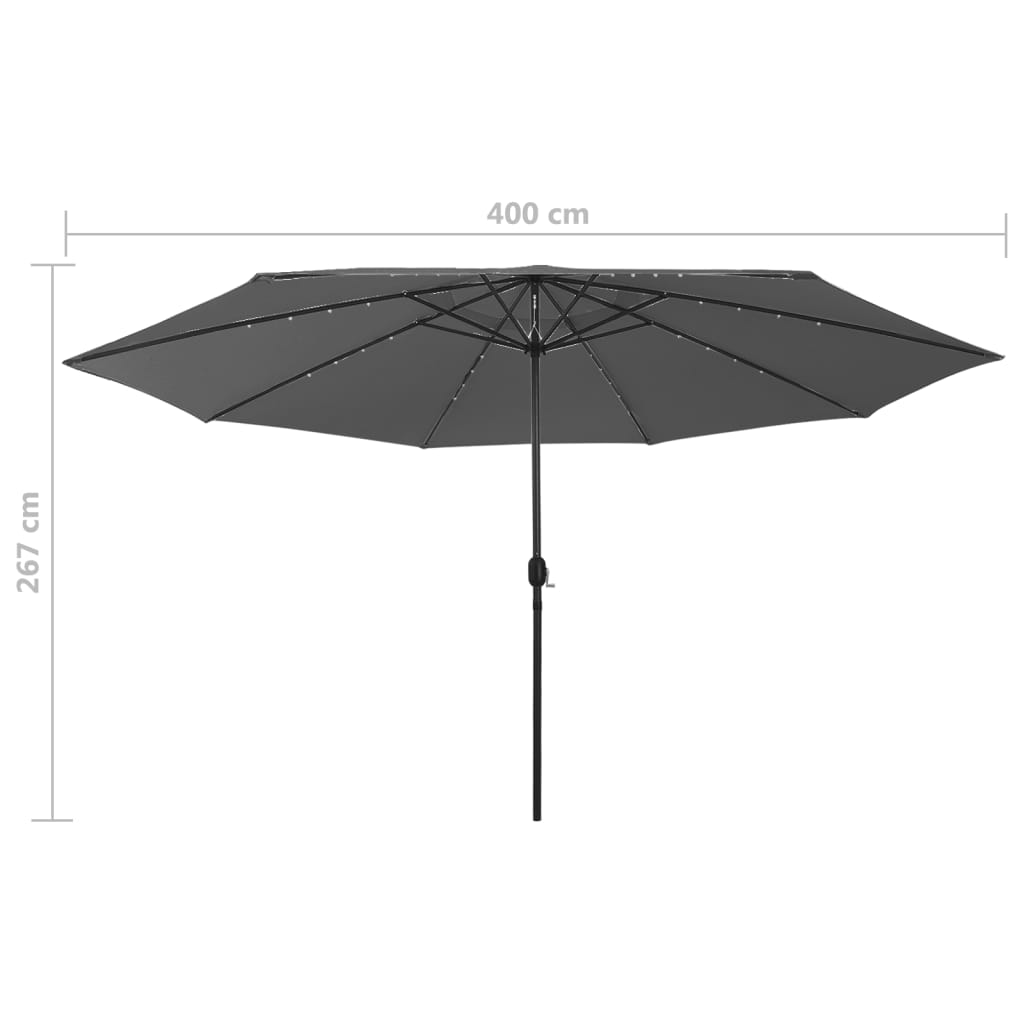 Garden Parasol with LED Lights 400 cm Anthracite