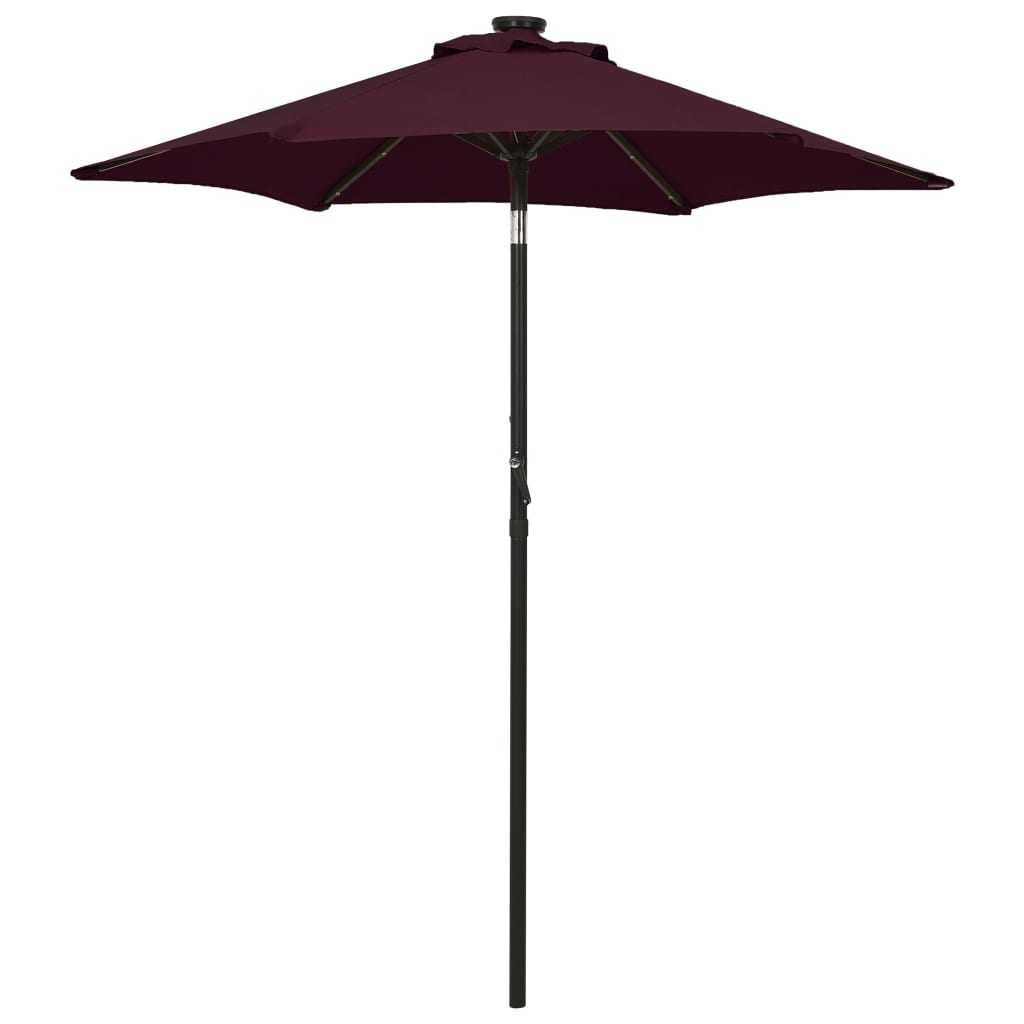 Garden Parasol with LED Lights Bordeaux Red 200x211 cm Aluminium