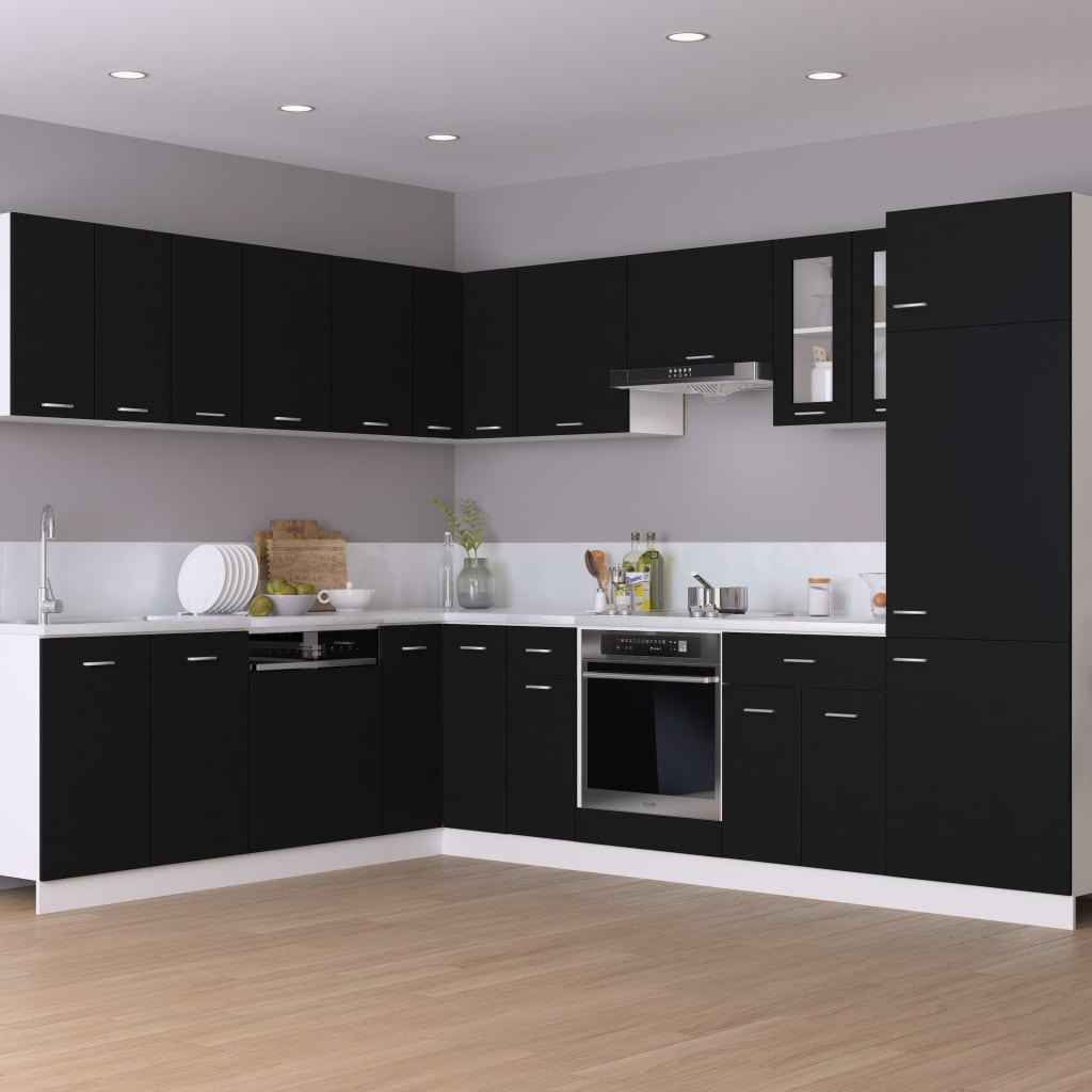 Oven Cabinet Lyon Black 60x46x81.5 cm Engineered Wood