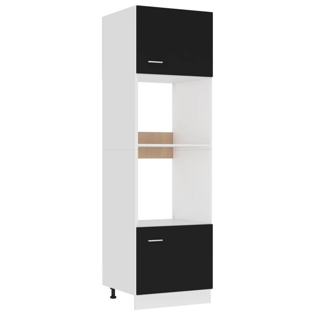 Microwave Cabinet Lyon Black 60x57x207 cm Engineered Wood