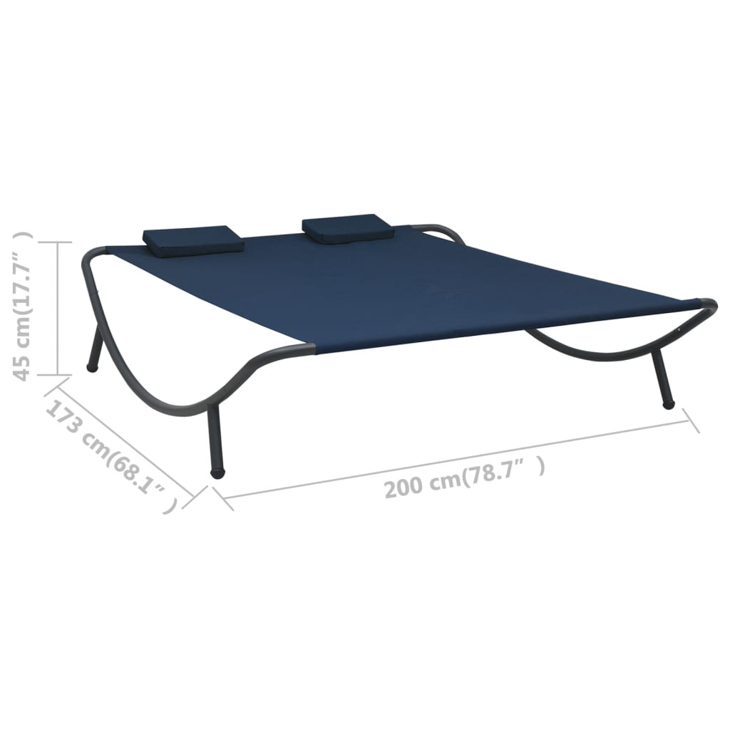 Outdoor Lounge Bed Fabric Blue