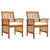 Garden Dining Chairs 2 pcs with Cushions Solid Acacia Wood