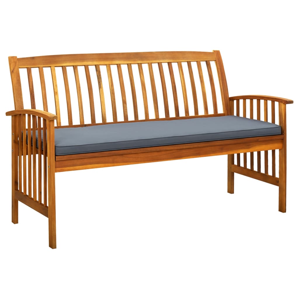 Garden Bench with Cushion 147 cm Solid Acacia Wood