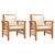 Sofa Chairs with Cream White Cushions 2 pcs Solid Wood Acacia