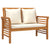 Sofa Bench with Cream White Cushions Solid Wood Acacia