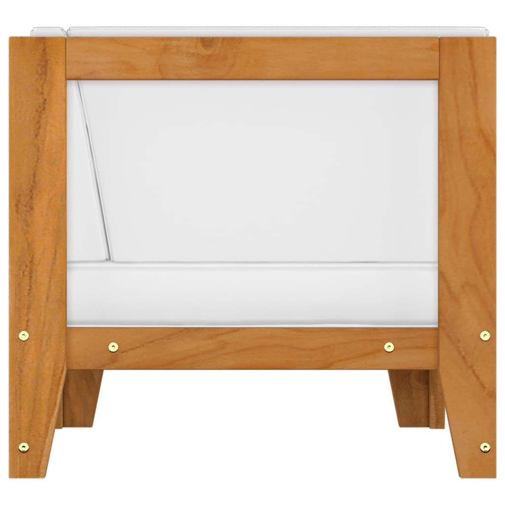 Sectional Corner Sofa & Cream White Cushions Solid Acacia Wood