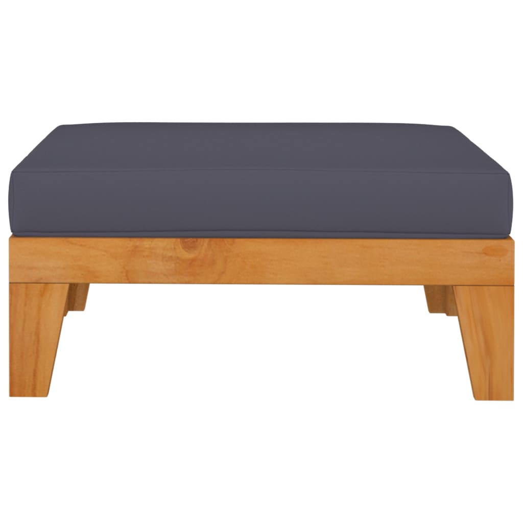 Sectional Footrest with Dark Grey Cushion Solid Acacia Wood