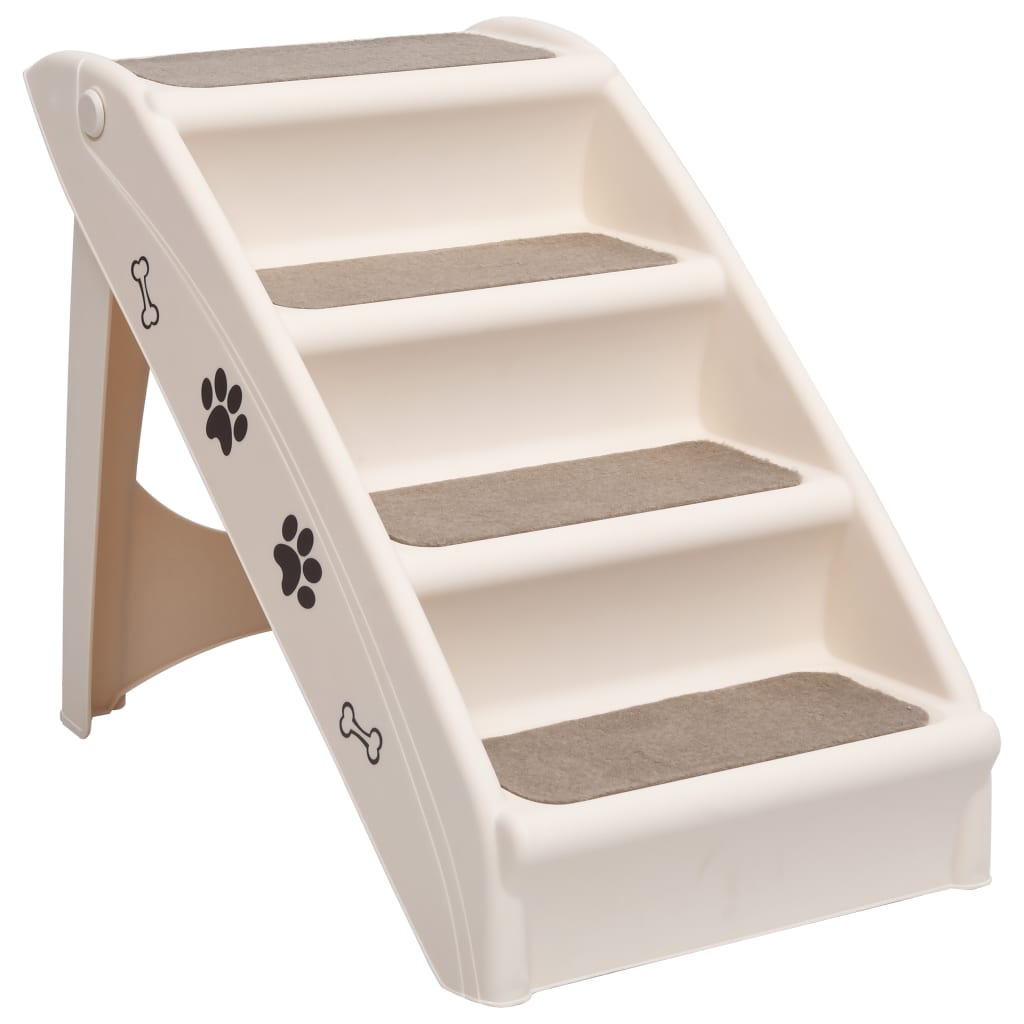 Folding Dog Stairs Cream 62x40x49.5 cm