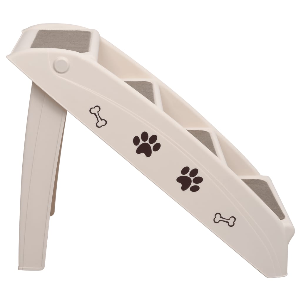 Folding Dog Stairs Cream 62x40x49.5 cm