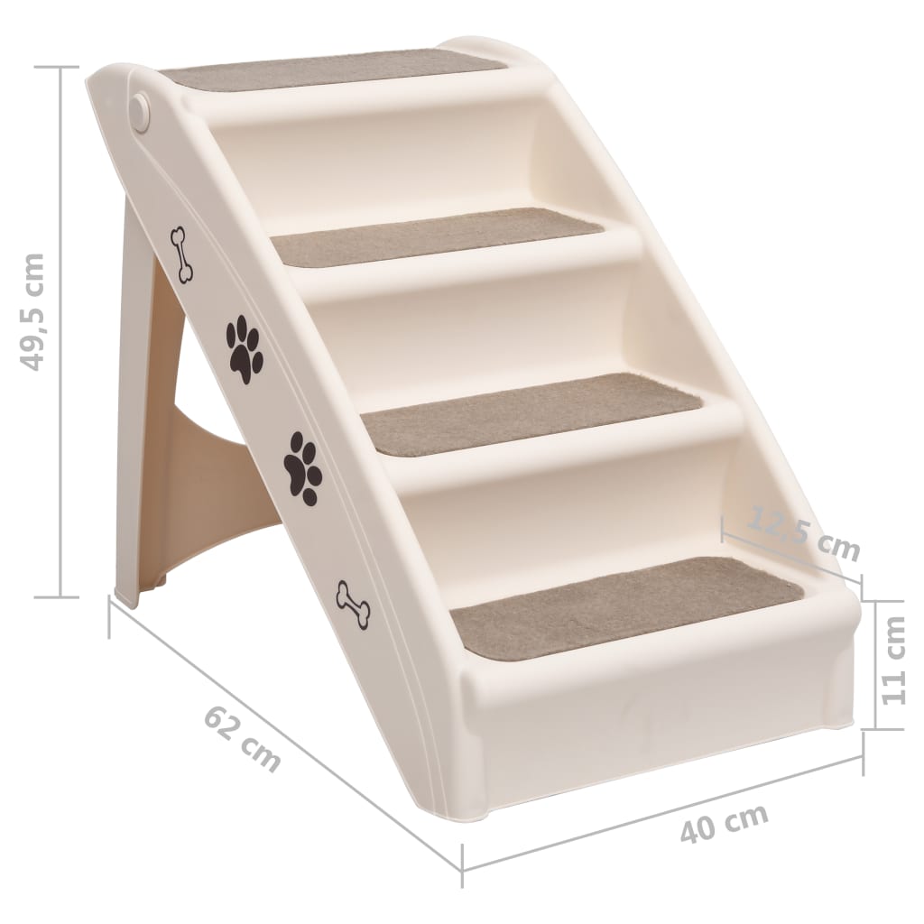 Folding Dog Stairs Cream 62x40x49.5 cm
