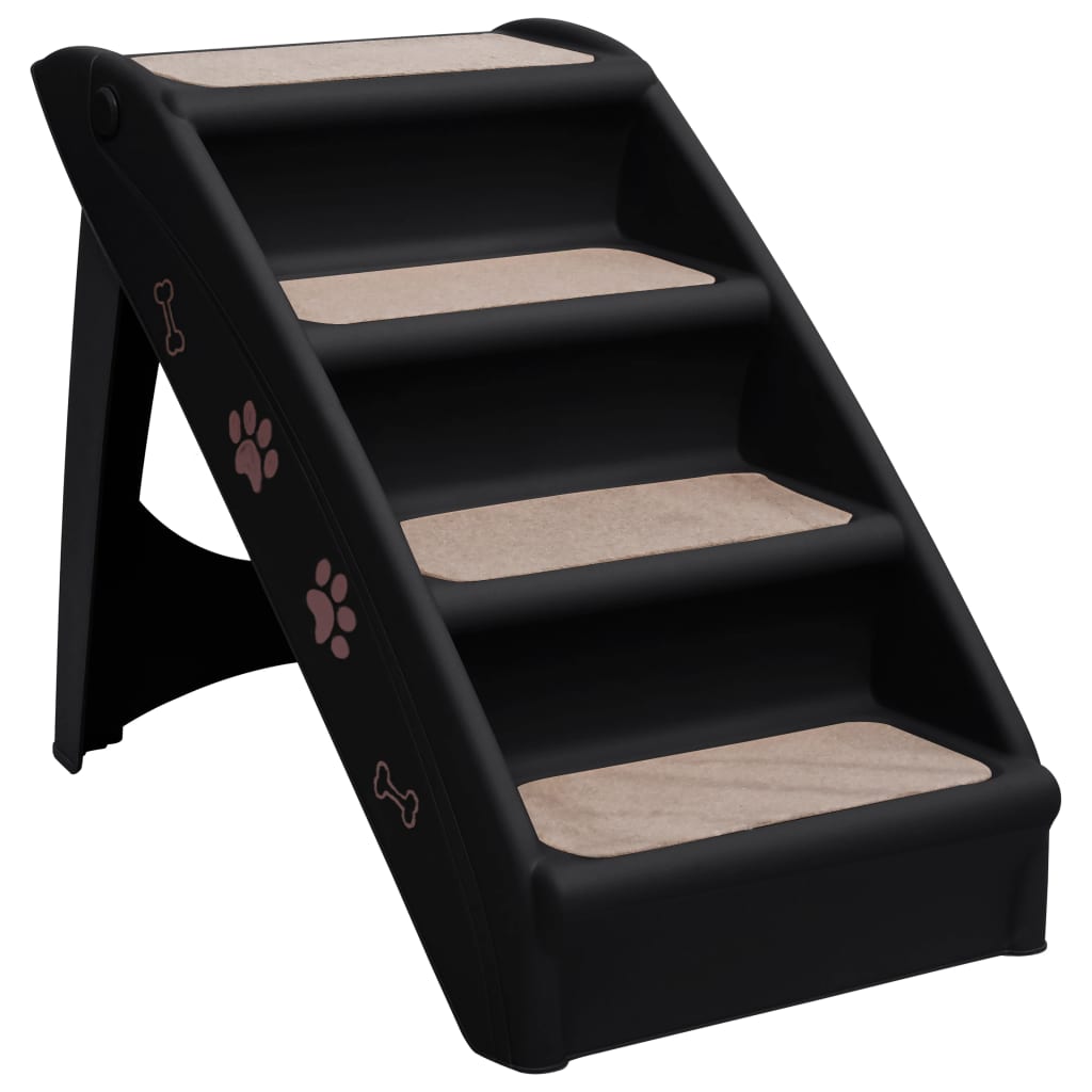 Folding Dog Stairs Black 62x40x49.5 cm