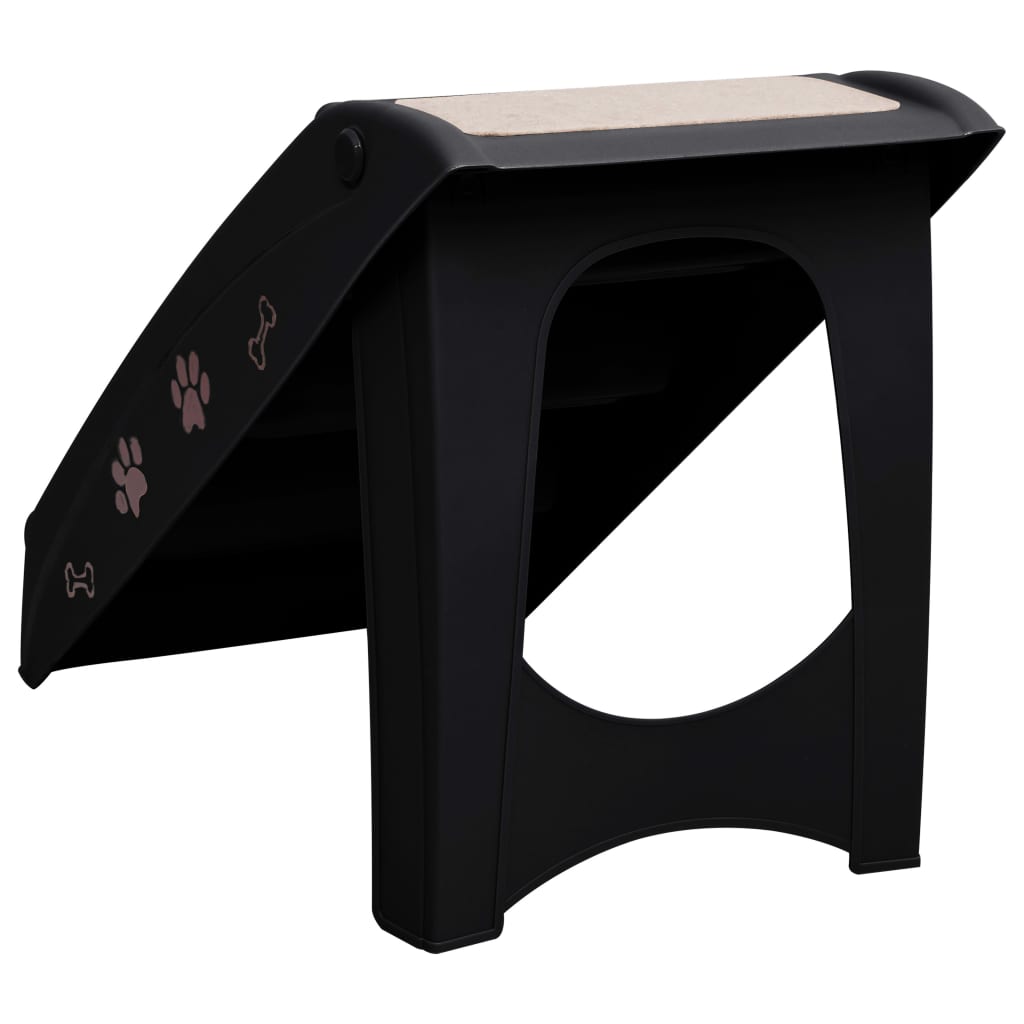 Folding Dog Stairs Black 62x40x49.5 cm