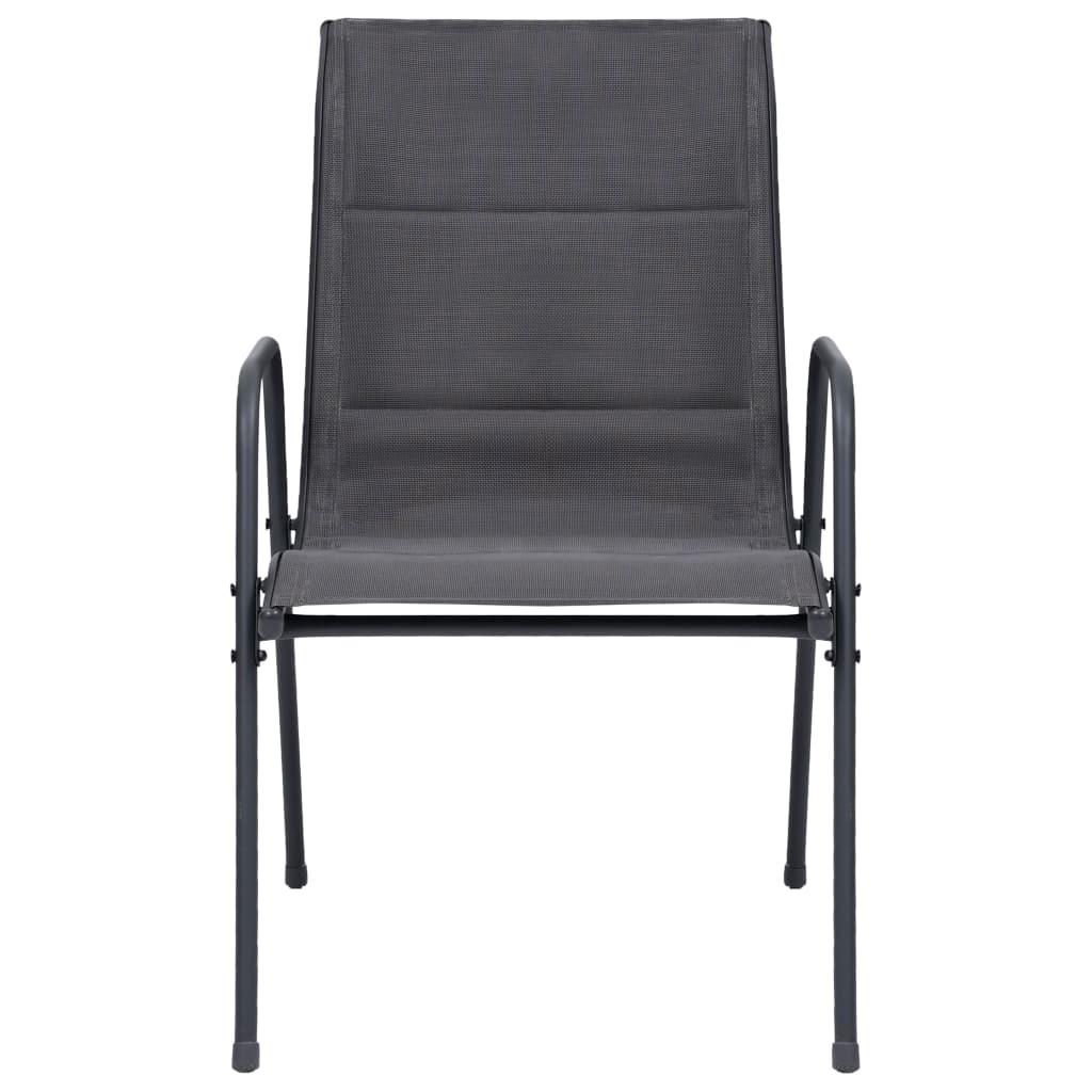 Stackable Garden Chairs 2 pcs Steel and Textilene Anthracite