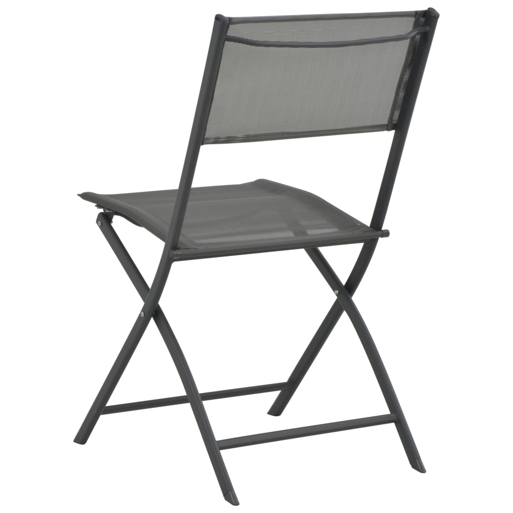 Folding Outdoor Chairs 4 pcs Grey Steel and Textilene