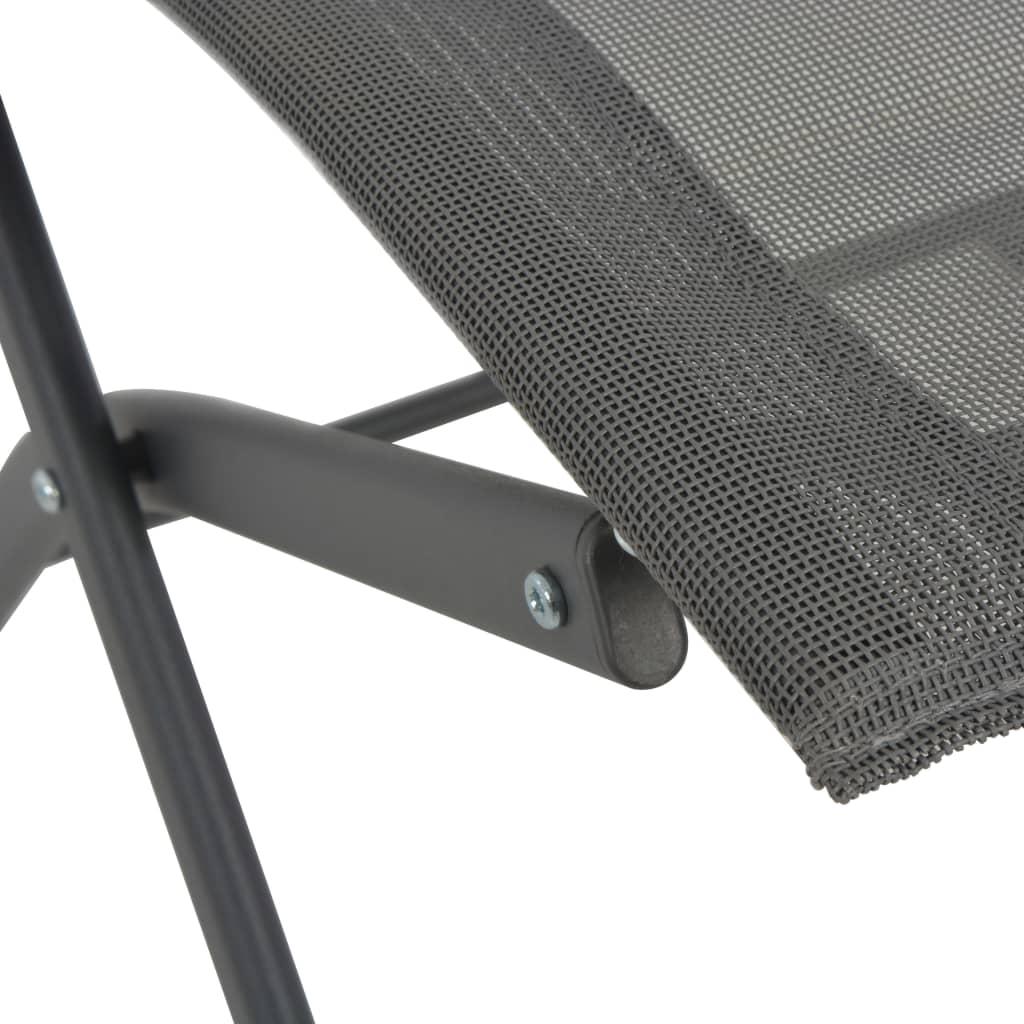 Folding Outdoor Chairs 4 pcs Grey Steel and Textilene