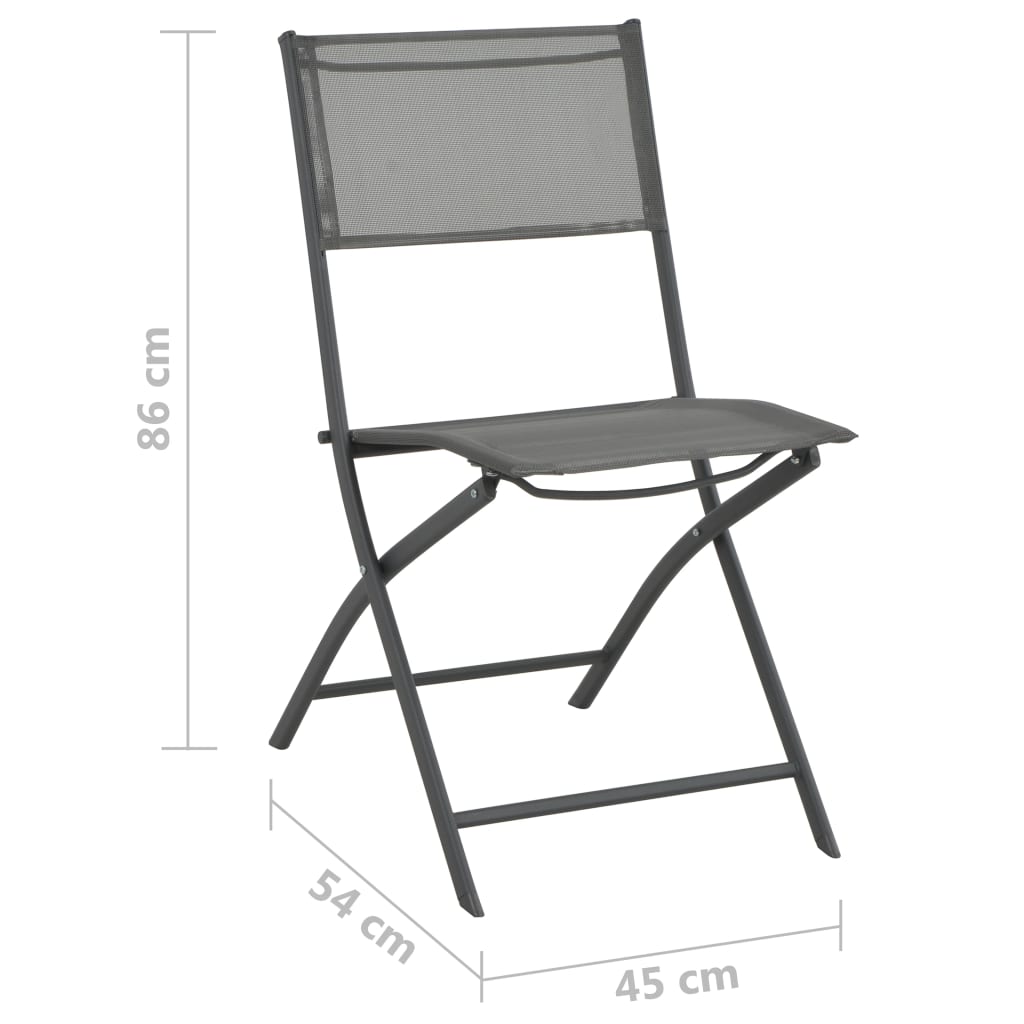 Folding Outdoor Chairs 4 pcs Grey Steel and Textilene