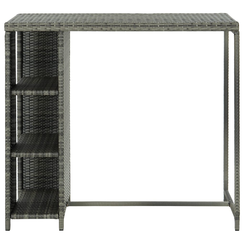 Bar Table with Storage Rack Grey 120x60x110 cm Poly Rattan