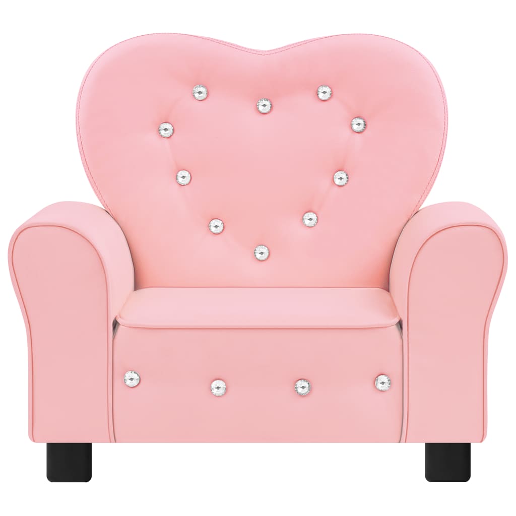 Children Sofa Pink Faux Leather