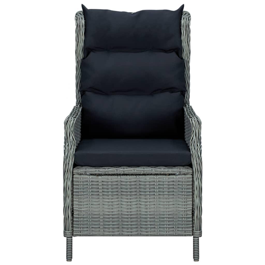Reclining Garden Chair with Footstool Poly Rattan Light Grey