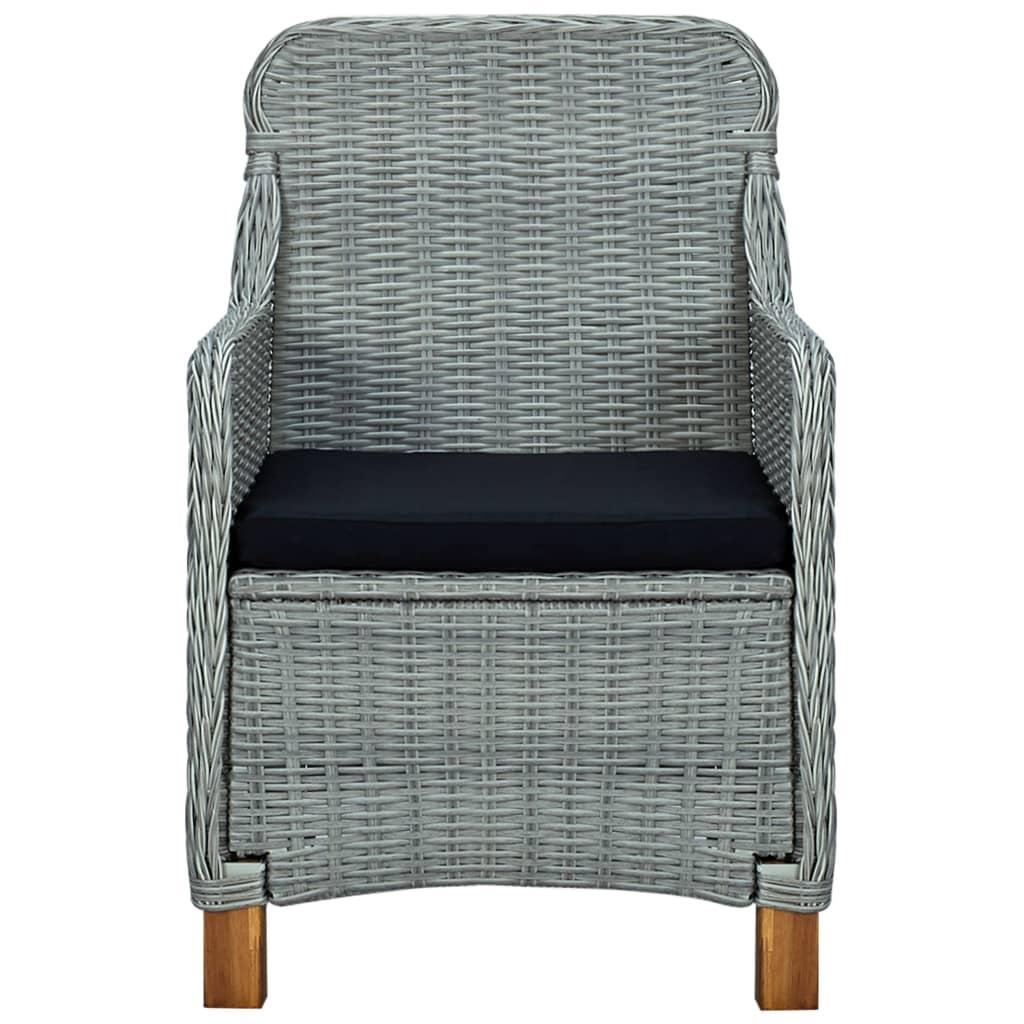 Garden Chairs with Cushions 2 pcs Poly Rattan Light Grey