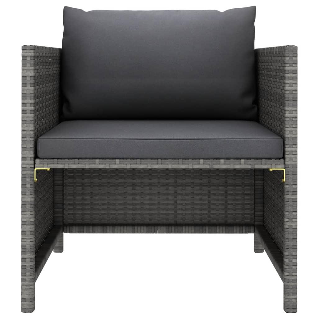 4 Piece Garden Sofa Set with Cushions Poly Rattan Grey