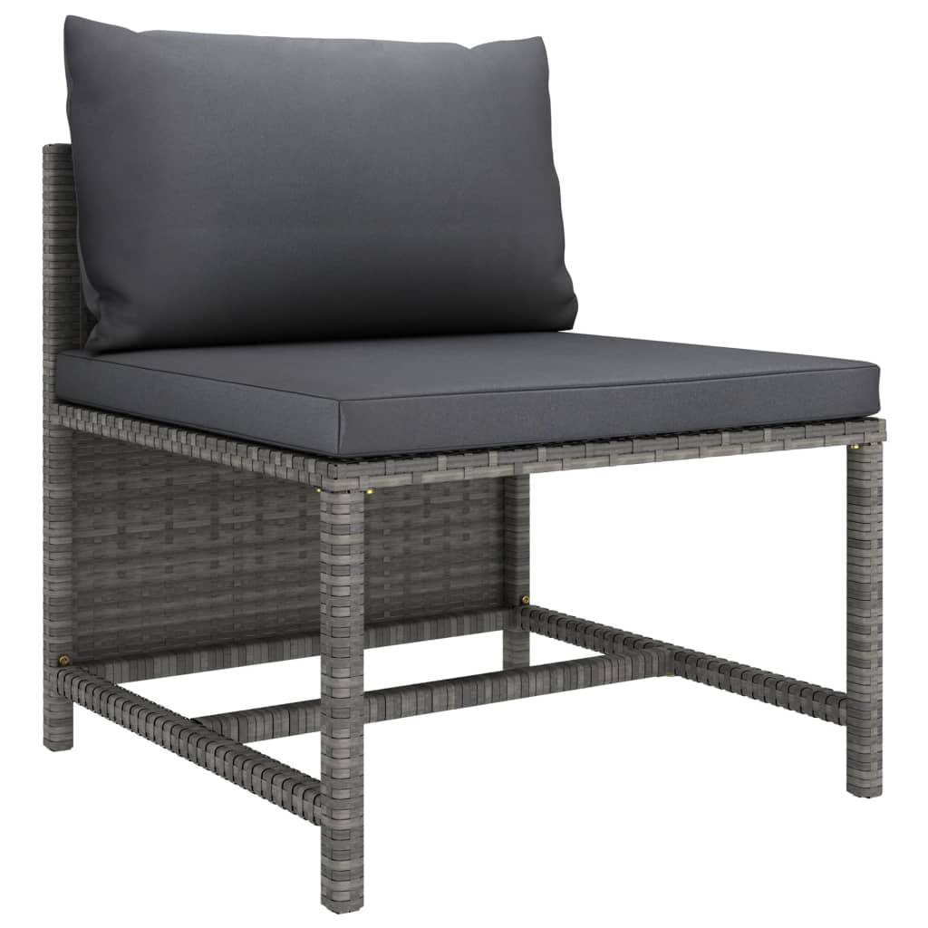 3 Piece Garden Lounge Set with Cushions Poly Rattan Grey