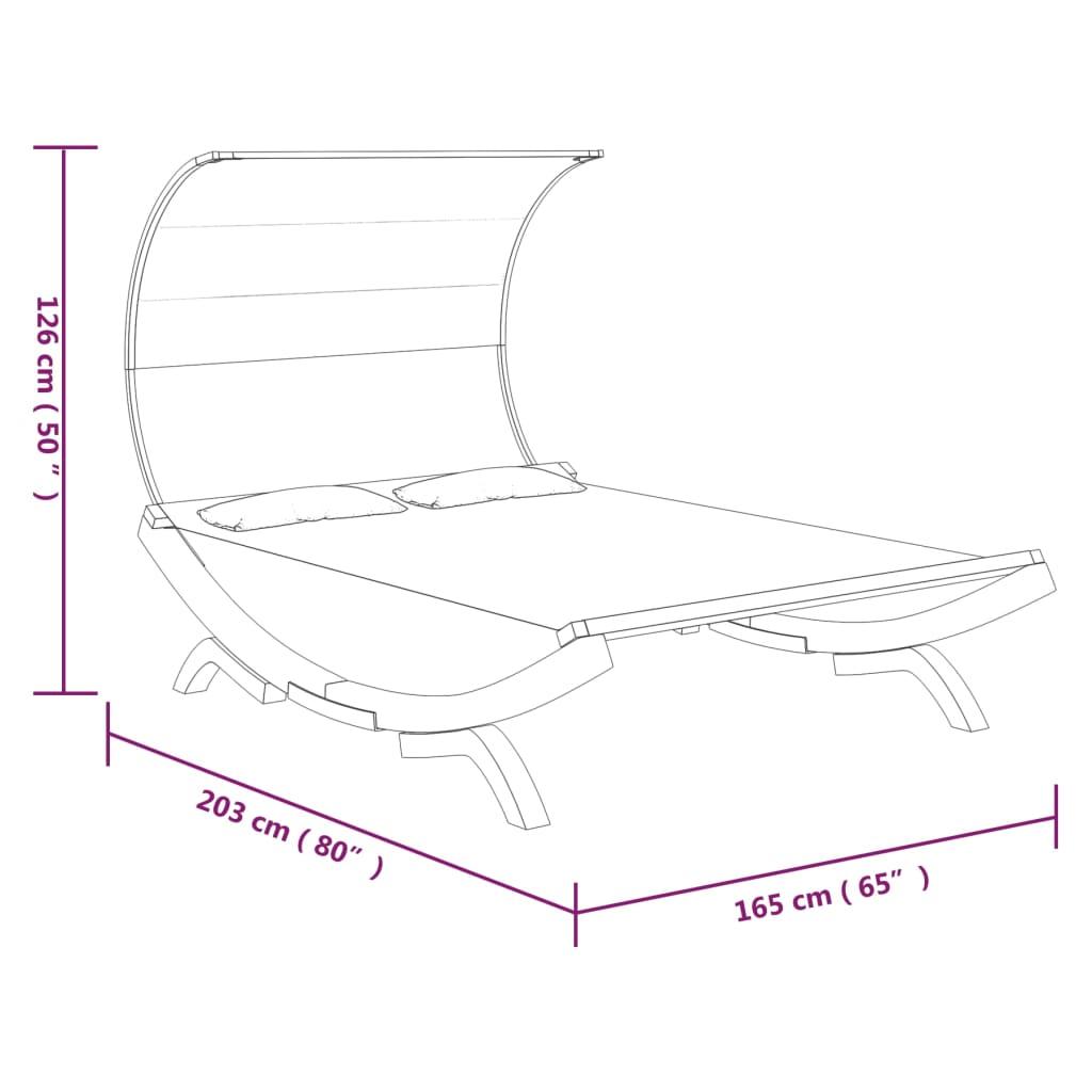 Outdoor Lounge Bed with Canopy 165x203x126cm Solid Bent Wood Anthracite