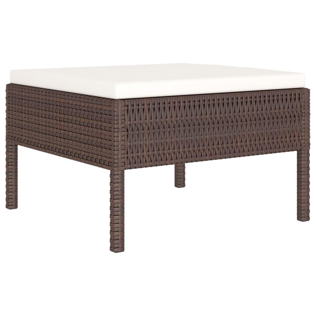 6 Piece Garden Lounge Set with Cushions Poly Rattan Brown