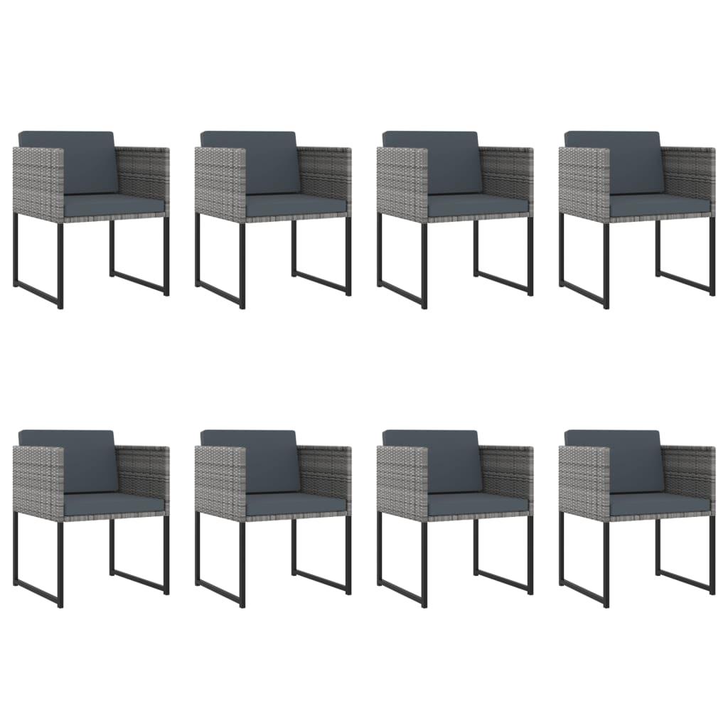 13 Piece Garden Dining Set with Cushions Poly Rattan Grey