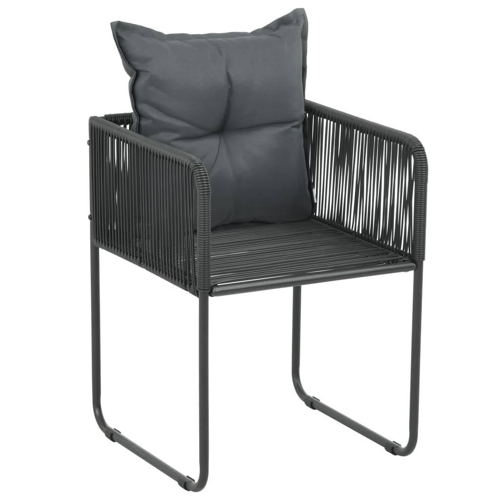 Outdoor Chairs 6 pcs with Pillows Poly Rattan Black