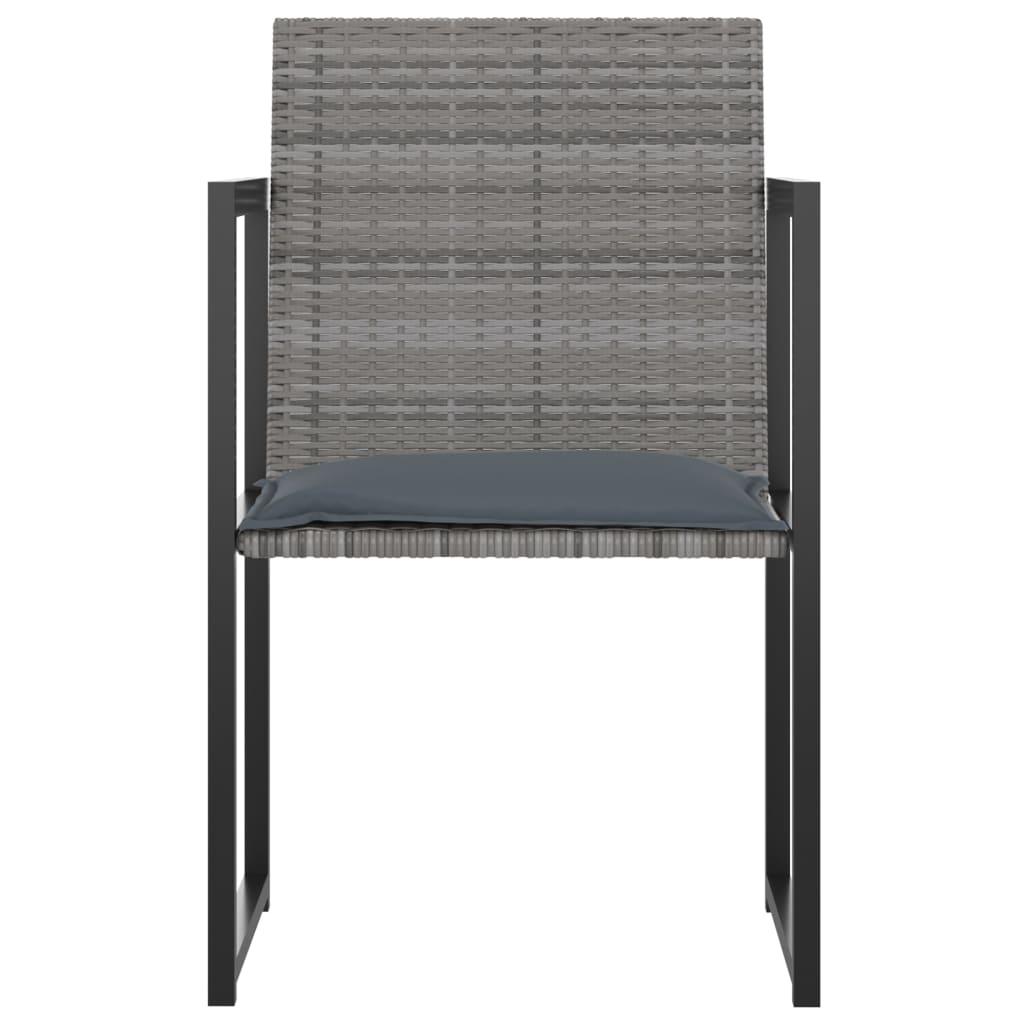 7 Piece Outdoor Dining Set with Cushions Poly Rattan Grey