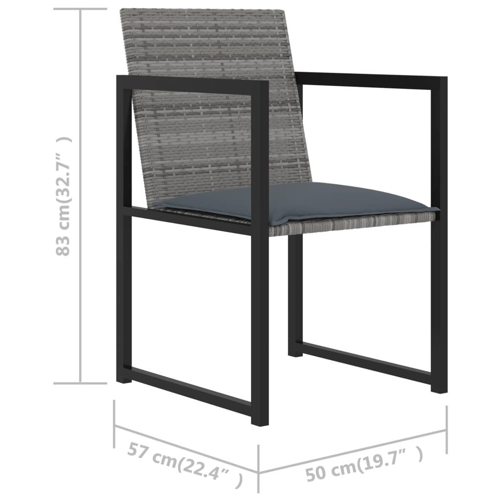 7 Piece Outdoor Dining Set with Cushions Poly Rattan Grey