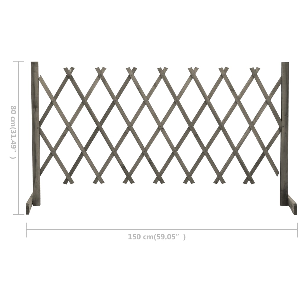 Garden Trellis Fence Grey 150x80 cm Solid Firwood