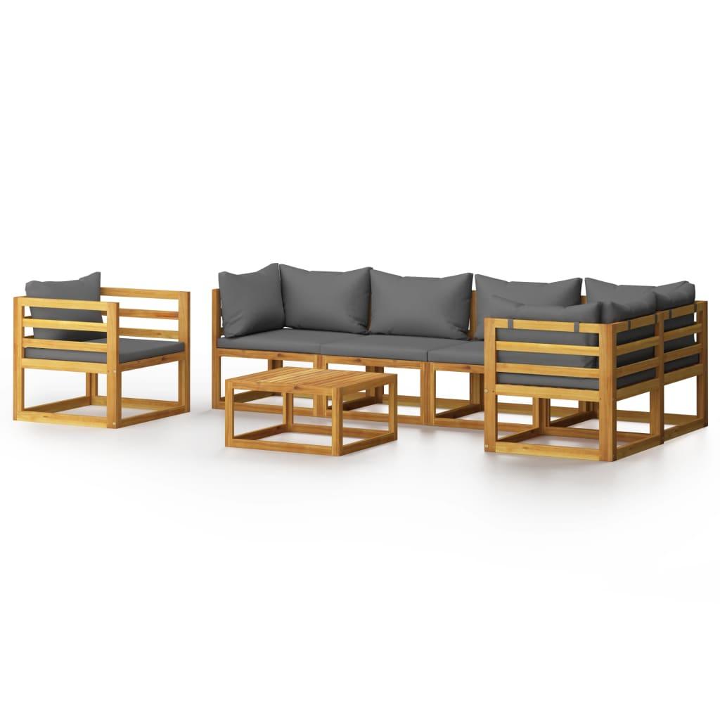 7 Piece Garden Lounge Set with Cushion Solid Acacia Wood