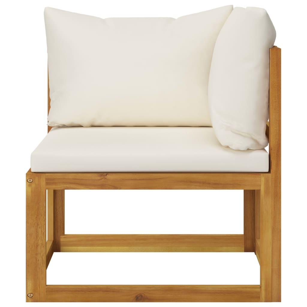 9 Piece Garden Lounge Set with Cushion Cream Solid Acacia Wood