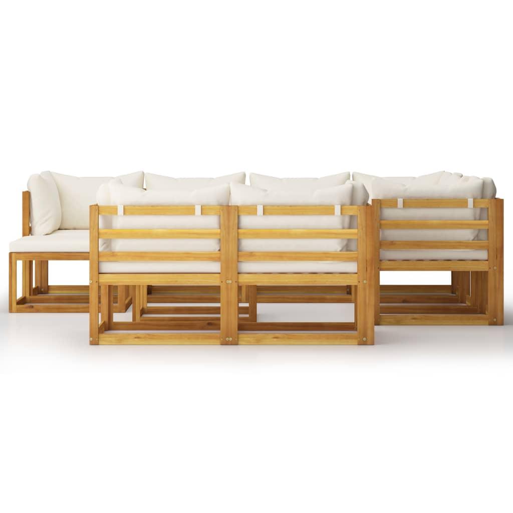 10 Piece Garden Lounge Set with Cushion Cream Solid Acacia Wood