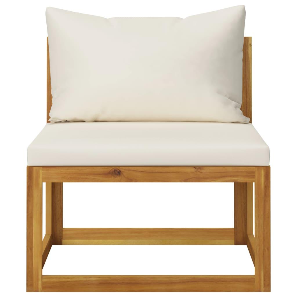 10 Piece Garden Lounge Set with Cushion Cream Solid Acacia Wood