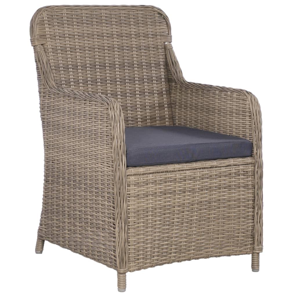 7 Piece Outdoor Dining Set with Cushions Poly Rattan Brown