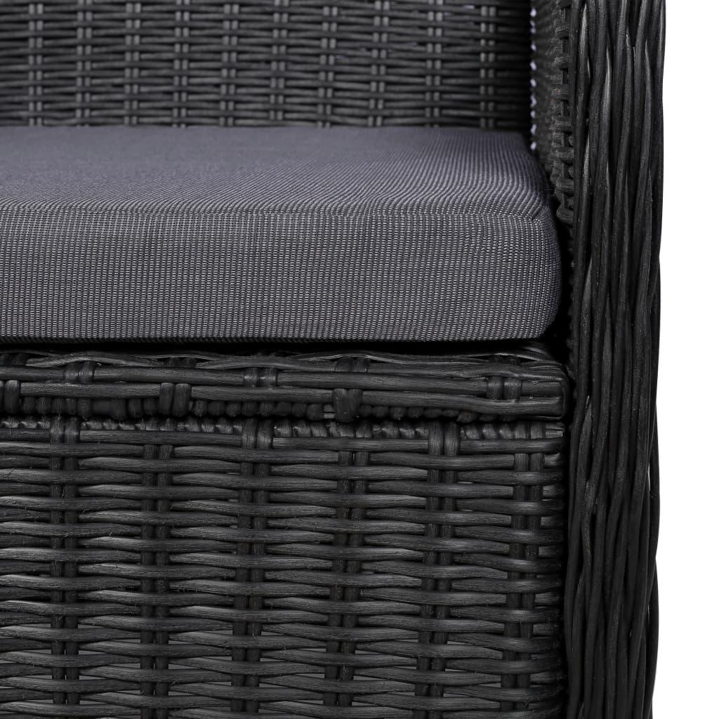 7 Piece Outdoor Dining Set Poly Rattan Black