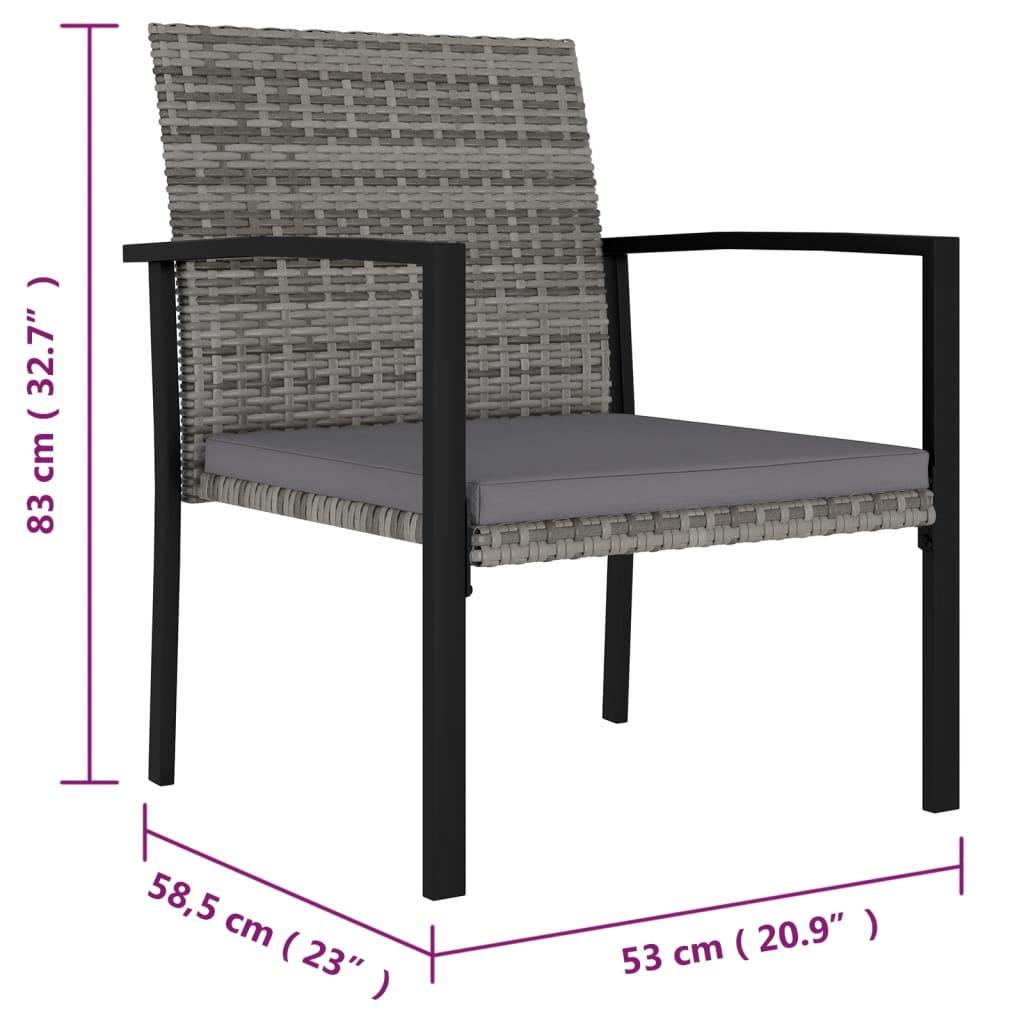 Garden Dining Chairs 2 pcs Poly Rattan Grey