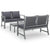 3 Piece Garden Lounge Set with Cushion Solid Acacia Wood Grey