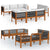 9 Piece Garden Lounge Set with Cushions Cream Solid Acacia Wood