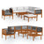 8 Piece Garden Lounge Set with Cushions Cream Solid Acacia Wood