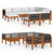 10 Piece Garden Lounge Set with Cushions Cream Solid Acacia Wood