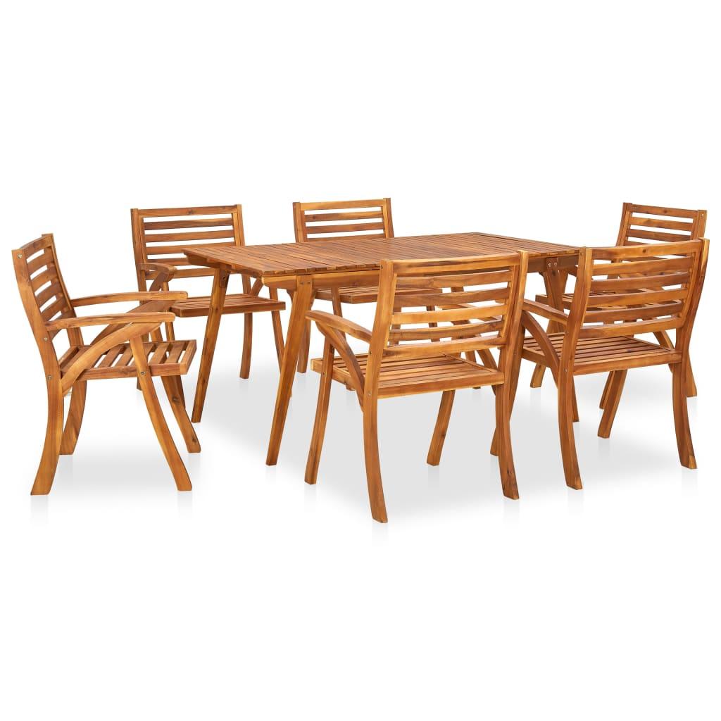 7 Piece Garden Dining Set Solid Acacia Wood