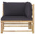 2 Piece Garden Lounge Set with Dark Grey Cushions Bamboo