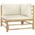 5 Piece Garden Lounge Set with Cream White Cushions Bamboo