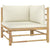 7 Piece Garden Lounge Set with Cream White Cushions Bamboo