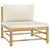 11 Piece Garden Lounge Set with Cream White Cushions Bamboo