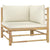 12 Piece Garden Lounge Set with Cream White Cushions Bamboo